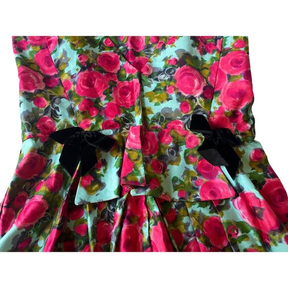 Vtg 60s Walton Pierce Co. Grosse Pointe Rose Dress - Picture 5 of 13